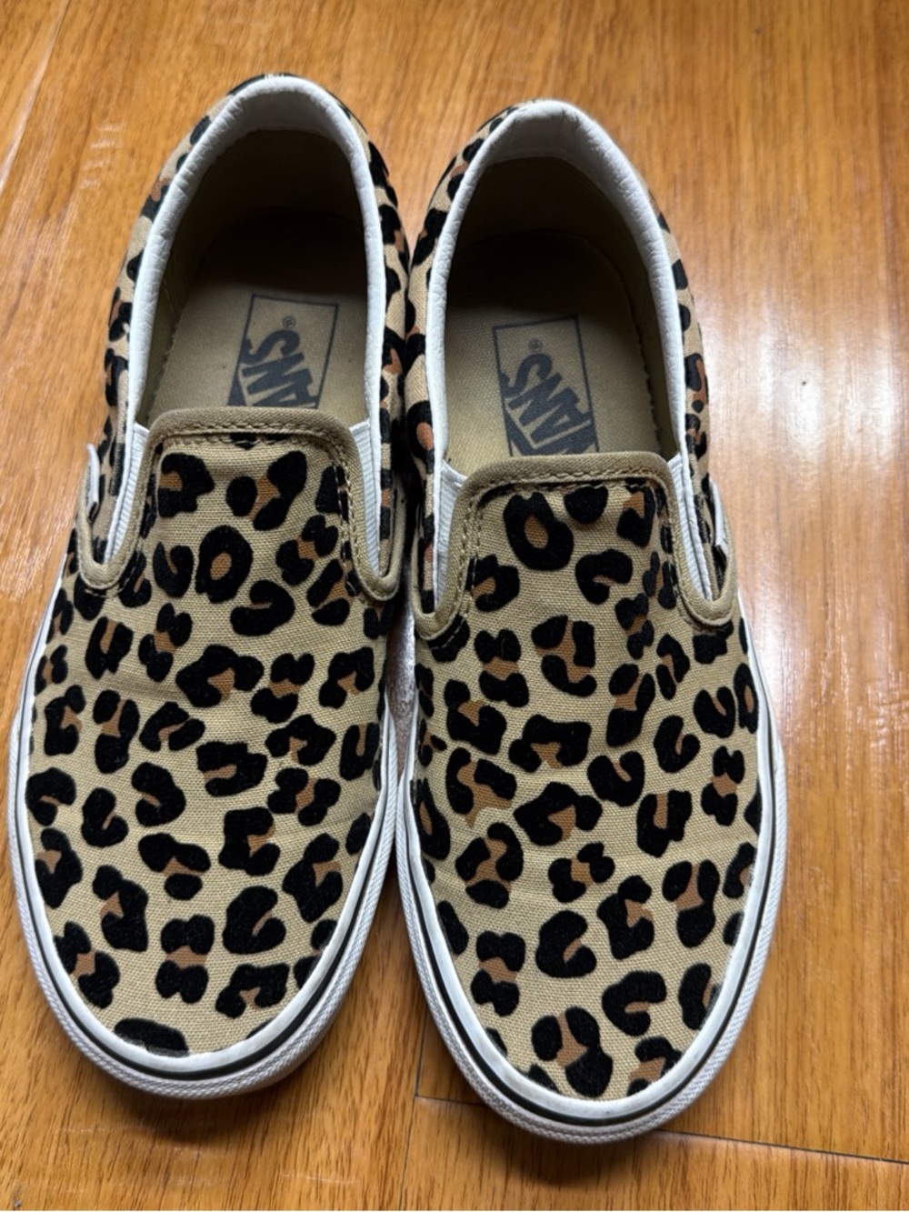 Vans Kids Leopard Print Slip-On Sneakers - Tan & Black